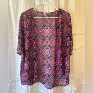 Belk kimono sheer pink purple orange size S